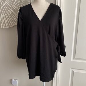 isabel by ingrid & isabel - Luxurious Black Wrap Top with Tie, Maternity‌‌‌